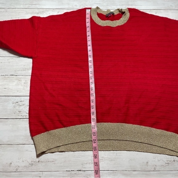Vince Camuto Edged Crewneck Sweater Red wearable to work fairy grandma core - Picture 6 of 6